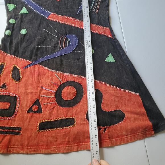 Rising International Dress Womens Large Black Boho Hippie Embroidered Sundress - Picture 4 of 8